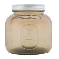 Barattolo Low con Coperchio Vetro Riciclato Fumo Cm Ø 13X13 (Made In Spain)