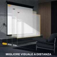 Schermo per Proiettore 120" Formato 4:3 Regolabile con Telecomando, 244x183cm, Nero