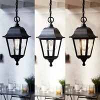 Lanterna a sospensione alluminio nero attacco e27 ip44 diffusore in vetro