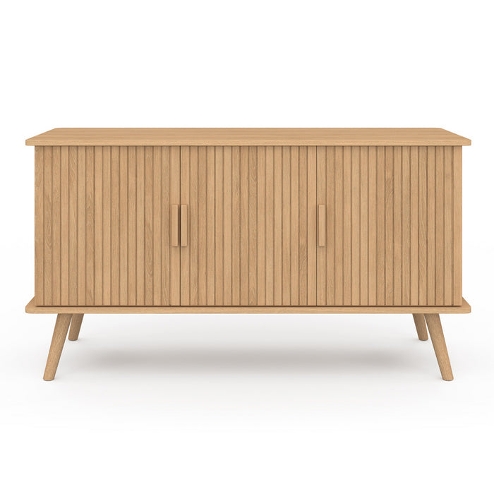 IDMarket - Aparador de 3 puertas JULIETTE efecto listones 110 cm