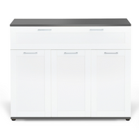 IDMarket - Aparador VITO con 3 puertas y 1 cajón, tapa blanca y gris 100 cm