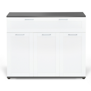 IDMarket - Aparador VITO con 3 puertas y 1 cajón, tapa blanca y gris 100 cm