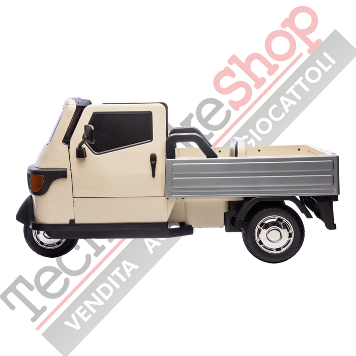 Triciclo Elettrico Piaggio Ape Car Per Bambini -Beige