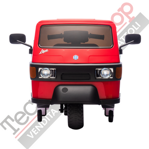 Triciclo Elettrico Piaggio Ape Car Per Bambini -Rosso