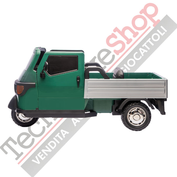 Triciclo Elettrico Piaggio Ape Car Per Bambini -Verde