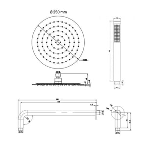 Set per doccia soffione tondo in acciaio inox 250 millimetri canna di fucile *** finitura- canna di fucile, confezione 1