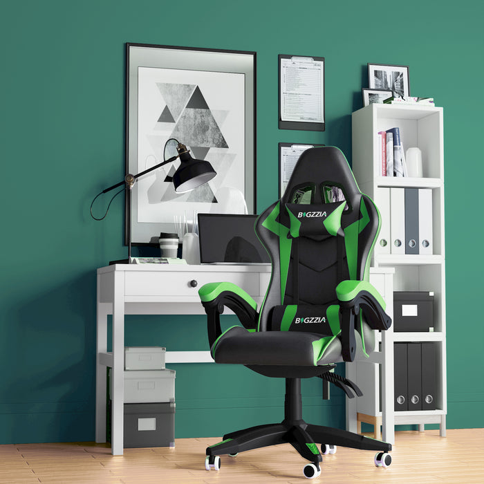 Sedia gaming ergonomica - RATTANTREE - con Supporto Lombare Sedia da Gioco in Pelle Pu con Altezza Regolabile - Vert
