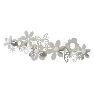 appendi abiti a muro dal design originale sfarfalle Avorio in Ferro e legno per i pomelli 78x27cmh