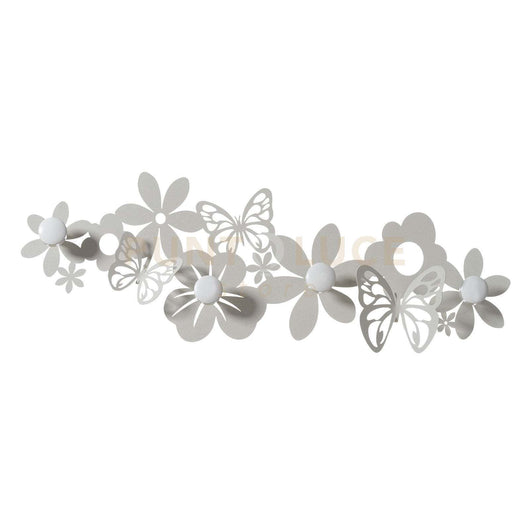 appendi abiti a muro dal design originale sfarfalle Avorio in Ferro e legno per i pomelli 78x27cmh