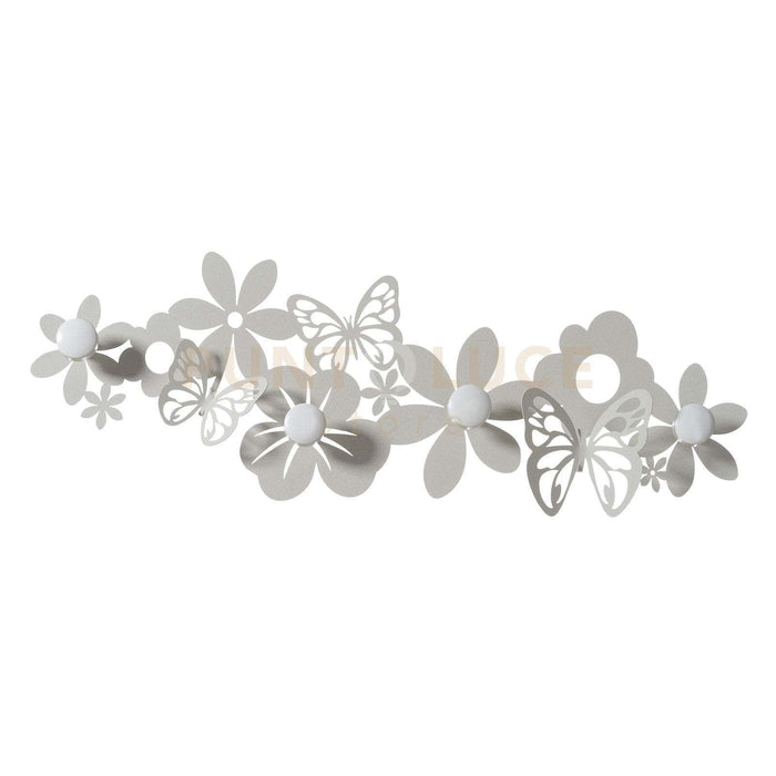 appendi abiti a muro dal design originale sfarfalle Avorio in Ferro e legno per i pomelli 78x27cmh