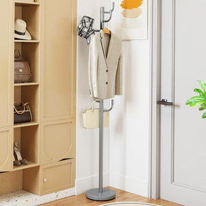 Stand cactus con 8 ganci con base ponderata e ganci curvati in metallo robusto, Appendiabiti con 2 opzioni di altezza Argento-Appendiabiti