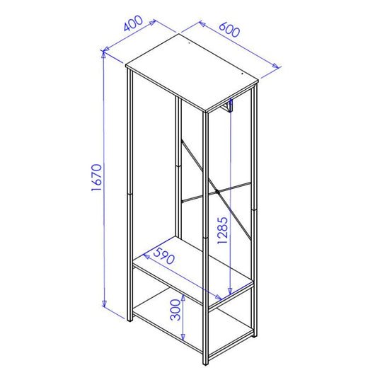 Appendiabiti 2 Ripiani Hamilton Dimensione 60x40x167cm