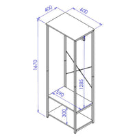 Appendiabiti 2 Ripiani Hamilton Dimensione 60x40x167cm
