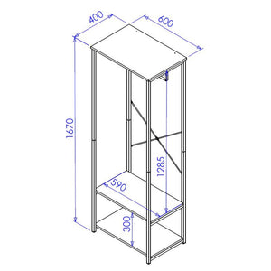 Appendiabiti 2 Ripiani Hamilton Dimensione 60x40x167cm