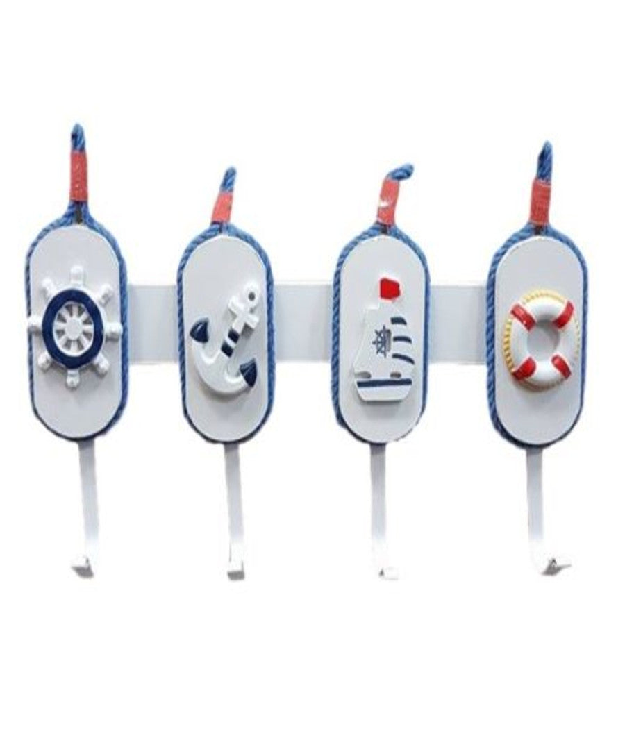 Appendiabiti 4 Appendini Parete Legno Decorazione Arredamento Marina         