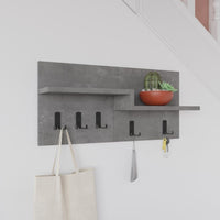 Appendiabiti a muro Harmon con mensole e 5 ganci – Design Funzionale in Stile Retro Grey
