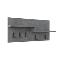 Appendiabiti a muro Harmon con mensole e 5 ganci – Design Funzionale in Stile Retro Grey