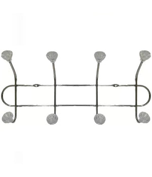 Appendiabiti A Parete Muro Appendini 8 Ganci 4+4 In Metallo Con Fiori Cristallo         