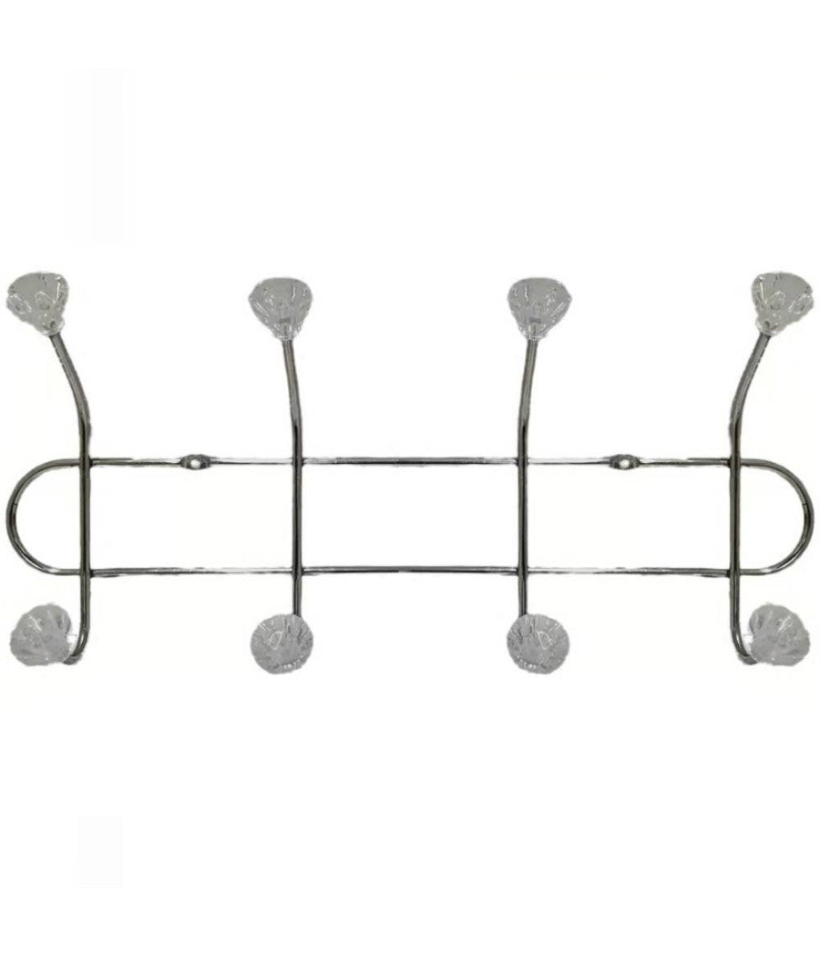 Appendiabiti A Parete Muro Appendini 8 Ganci 4+4 In Metallo Con Fiori Cristallo         