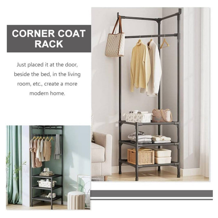 Trade Shop - Appendiabiti Ad Angolo In Metallo Armadio Organizer Abbigliamento Retrò Espositore -