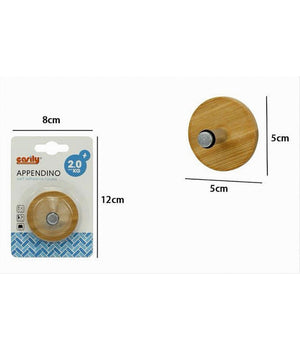 Appendiabiti Appendino A Parete Metallo Legno 1 Posto Gancio Tondo Adesivo 79544         