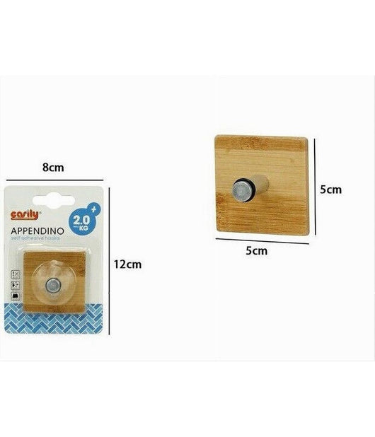 Appendiabiti Appendino Parete Metallo Legno 1 Posto Gancio Vestiti Adesivo 79543         