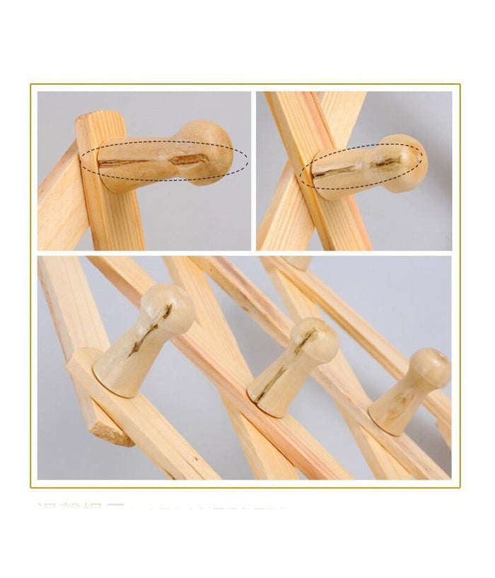 Appendiabiti Appendipanni Da Parete Legno 10 Posti A Fisarmonica Estensibile         