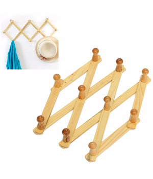 Appendiabiti Appendipanni Da Parete Legno 10 Posti A Fisarmonica Estensibile         