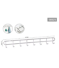 Appendiabiti Attaccapanni A Parete A 8 Posti Ganci 47x3,5cm Bagno Cucina 58025         