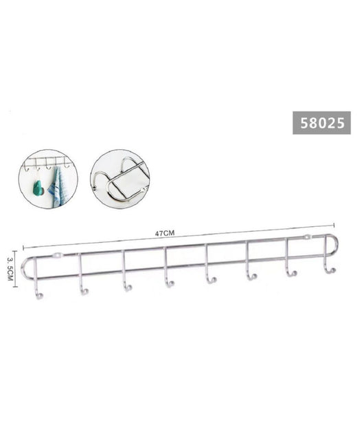 Appendiabiti Attaccapanni A Parete A 8 Posti Ganci 47x3,5cm Bagno Cucina 58025         