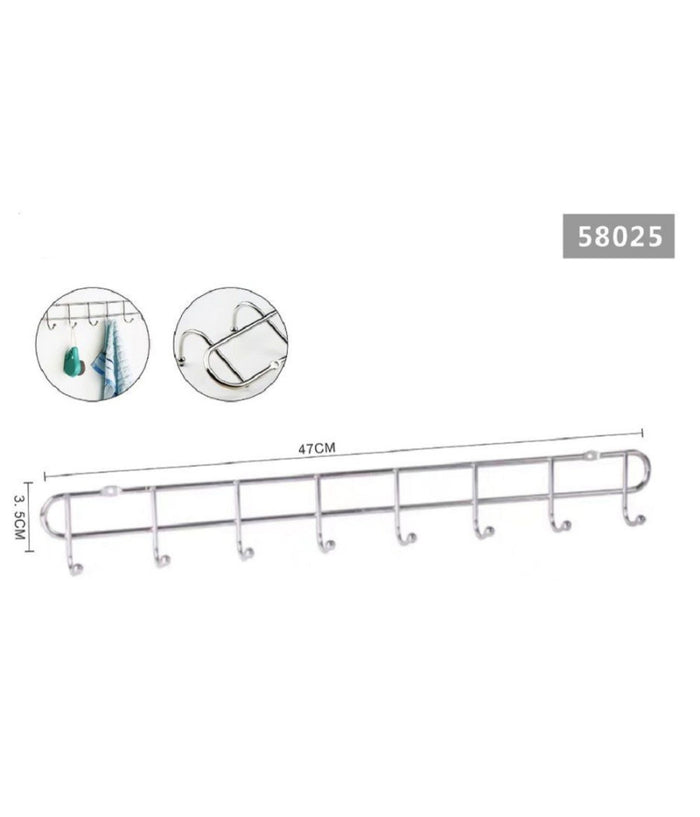 Appendiabiti Attaccapanni A Parete A 8 Posti Ganci 47x3,5cm Bagno Cucina 58025         