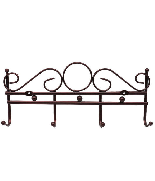 Appendiabiti Attaccapanni In Metallo Bronzato A Parete 4 Posti Ganci 30x12 Cm         