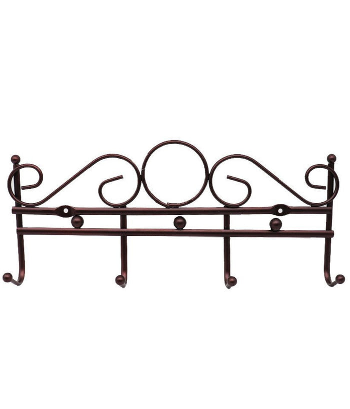 Appendiabiti Attaccapanni In Metallo Bronzato A Parete 4 Posti Ganci 30x12 Cm         