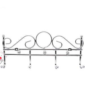 Appendiabiti Attaccapanni In Metallo Colore Silver A Parete 4 Posti Ganci 30x12         