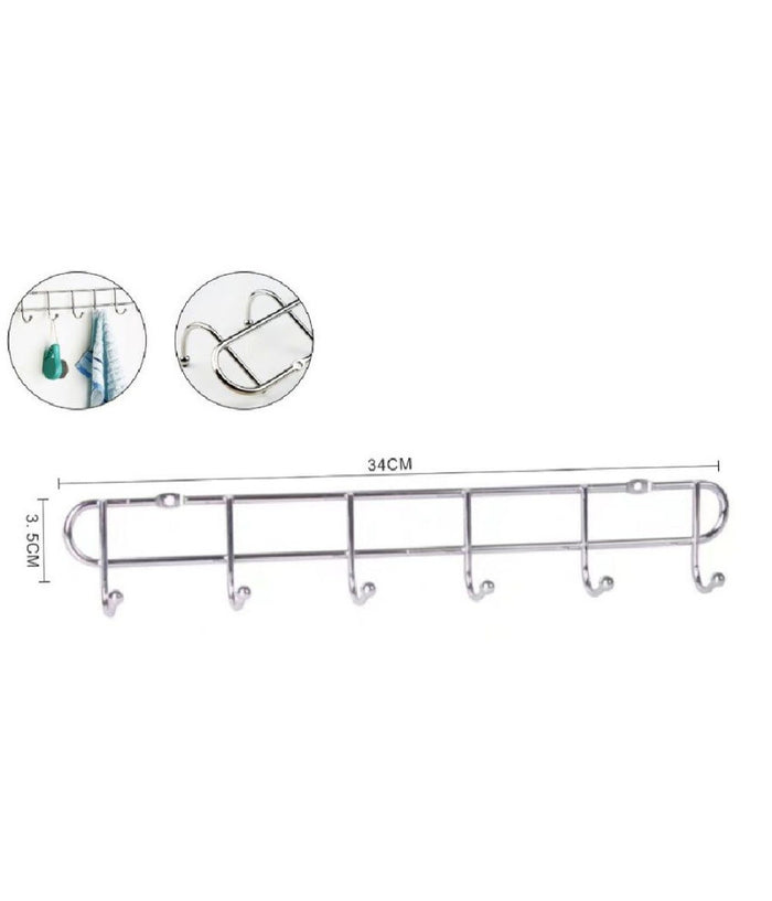 Appendiabiti Attaccapanni Vestiti A Parete Muro A 6 Posti Ganci 34x3,5cm 58024         