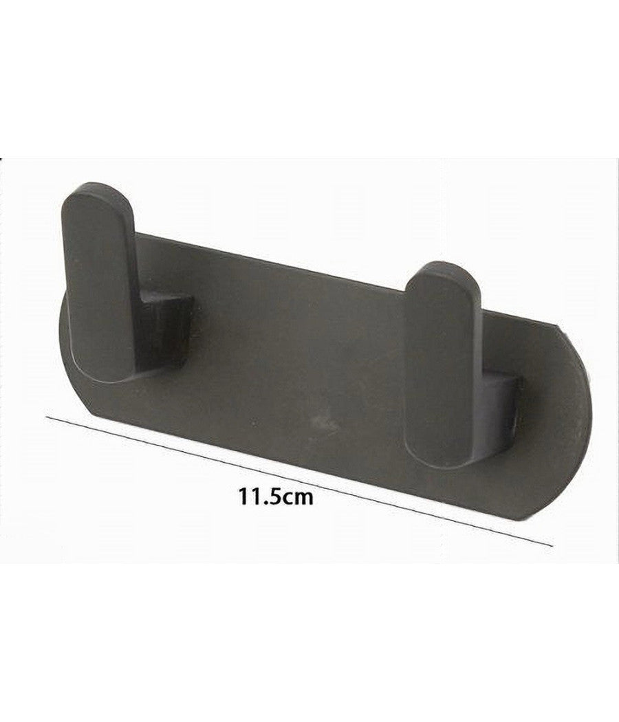 Appendiabiti Con 2 Ganci Appendino Portasciugamano Bagno Casa Cucina Nero 59736         