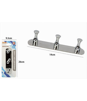 Appendiabiti Con 3 Ganci Per Accappatoio Bagno Casa A Parete Contemporaneo 59747         