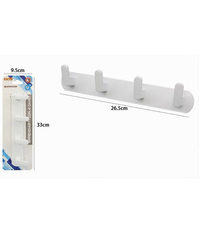 Appendiabiti Con 4 Ganci Appendino Asciugamano Da Bagno Casa Cucina Bianco 59743         