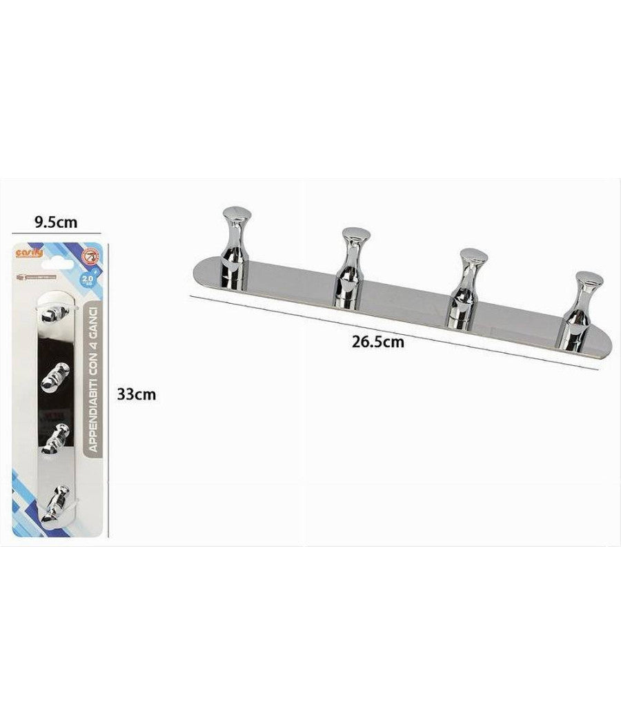 Appendiabiti Con 4 Ganci Per Accappatoio Bagno Casa A Parete Contemporaneo 59748         