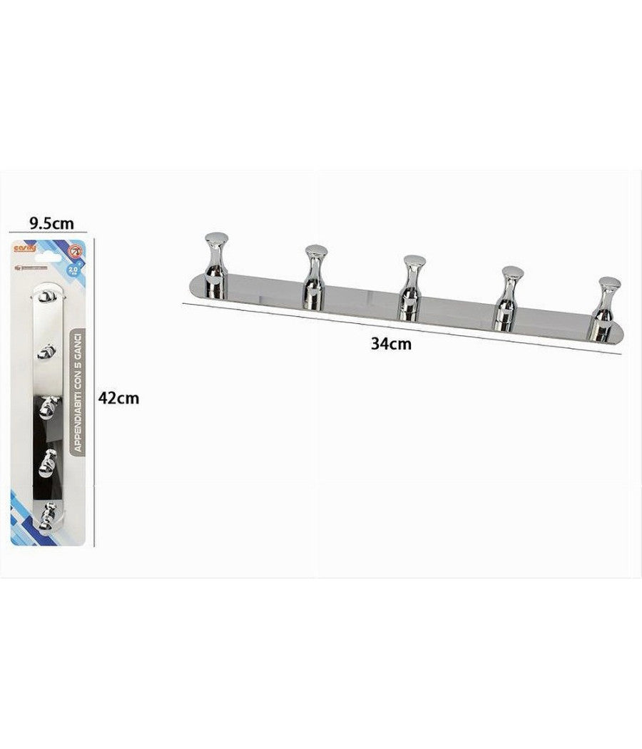 Appendiabiti Con 5 Ganci Per Accappatoio Bagno Casa A Parete Contemporaneo 59749         
