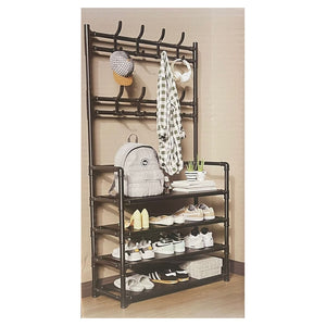 Appendiabiti Da Ingresso Attaccapanni Panca Con Scarpiera A 4 Ripiani Da Terra