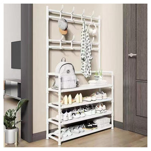 Appendiabiti Da Ingresso Attaccapanni Panca Con Scarpiera A 4 Ripiani Da Terra