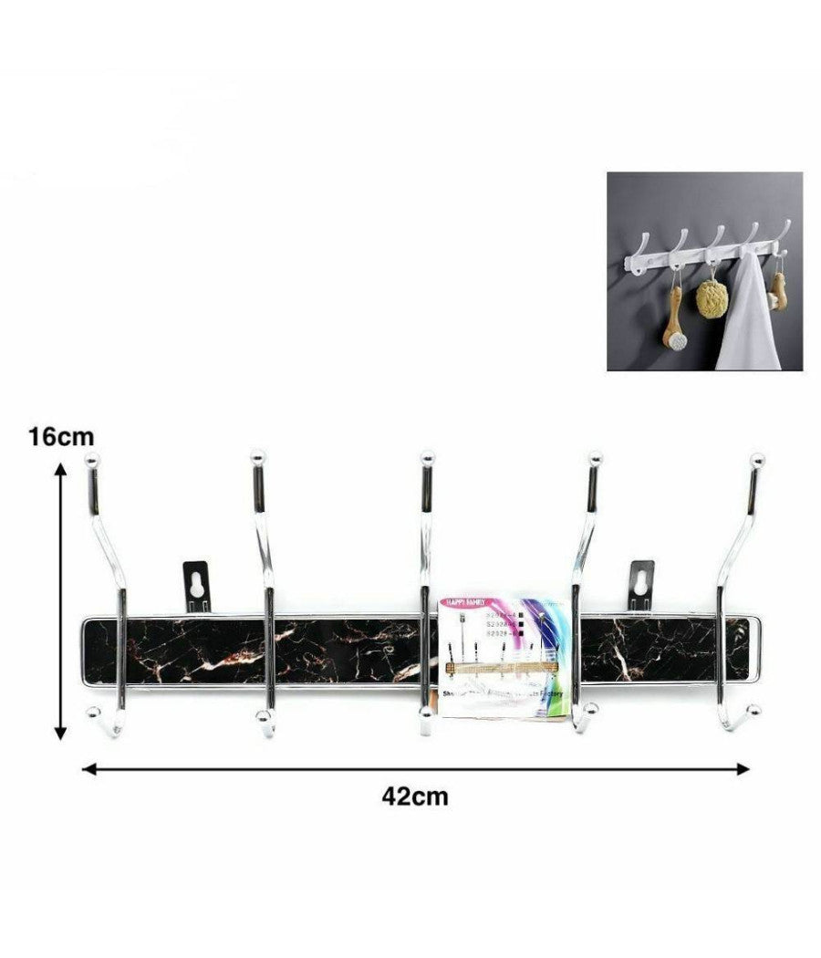 Appendiabiti Da Parete Metallo 10 Posti Ganci Appendini Muro Giacche 21553         