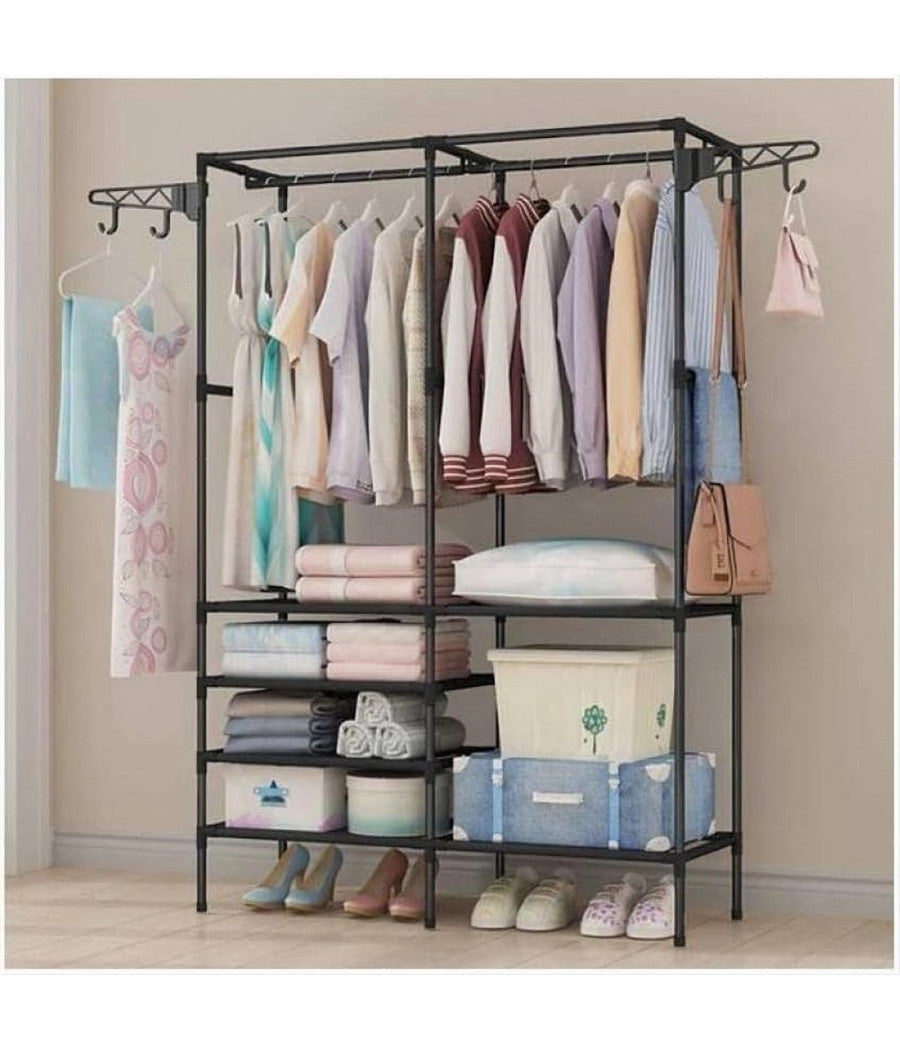 Appendiabiti Da Pavimento Armadio Interni Stendino Girevole Gancio 180x36x170 Cm         