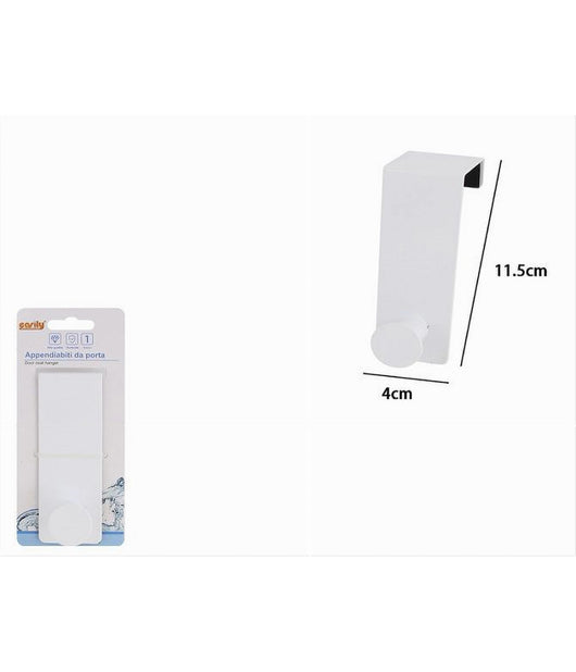 Appendiabiti Da Porta Con 1 Gancio 4x11.5cm Bianco Per Asciugamani Vestiti 87778         