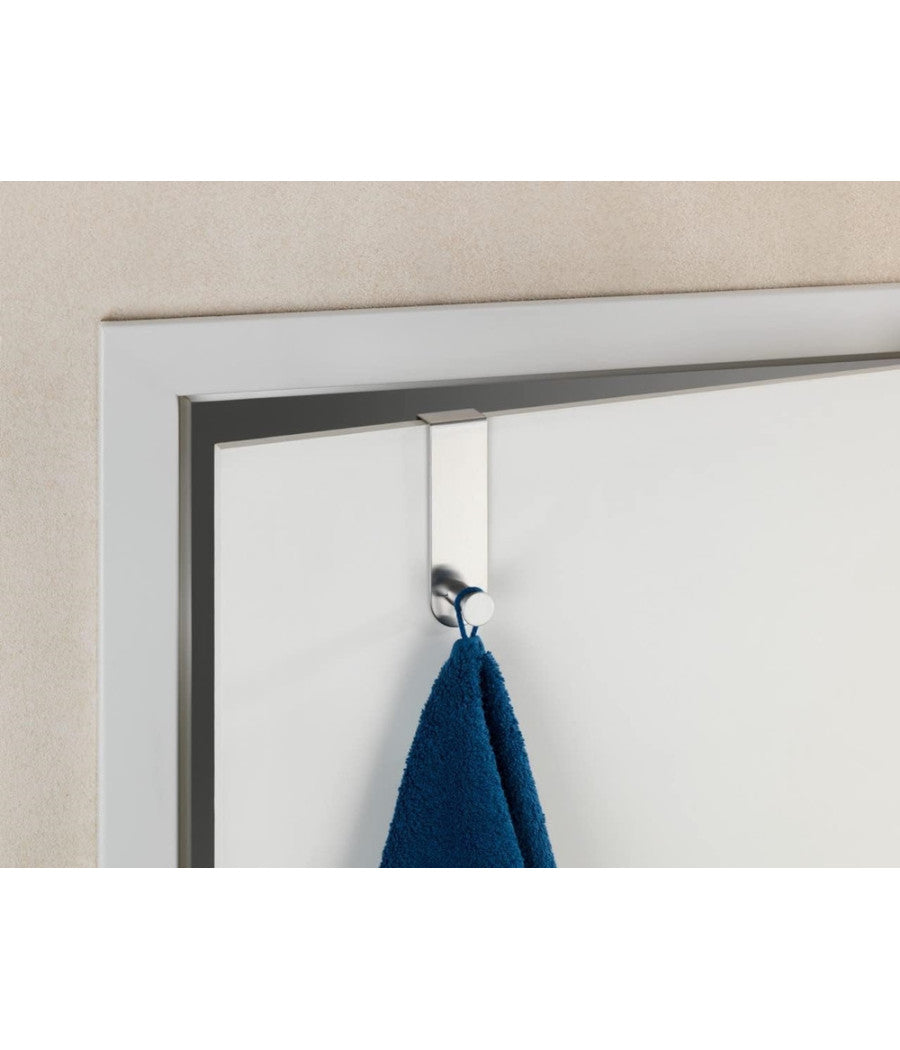 Appendiabiti Da Porta Con 1 Gancio 4x11.5cm Silver Per Asciugamani Vestiti 87782         