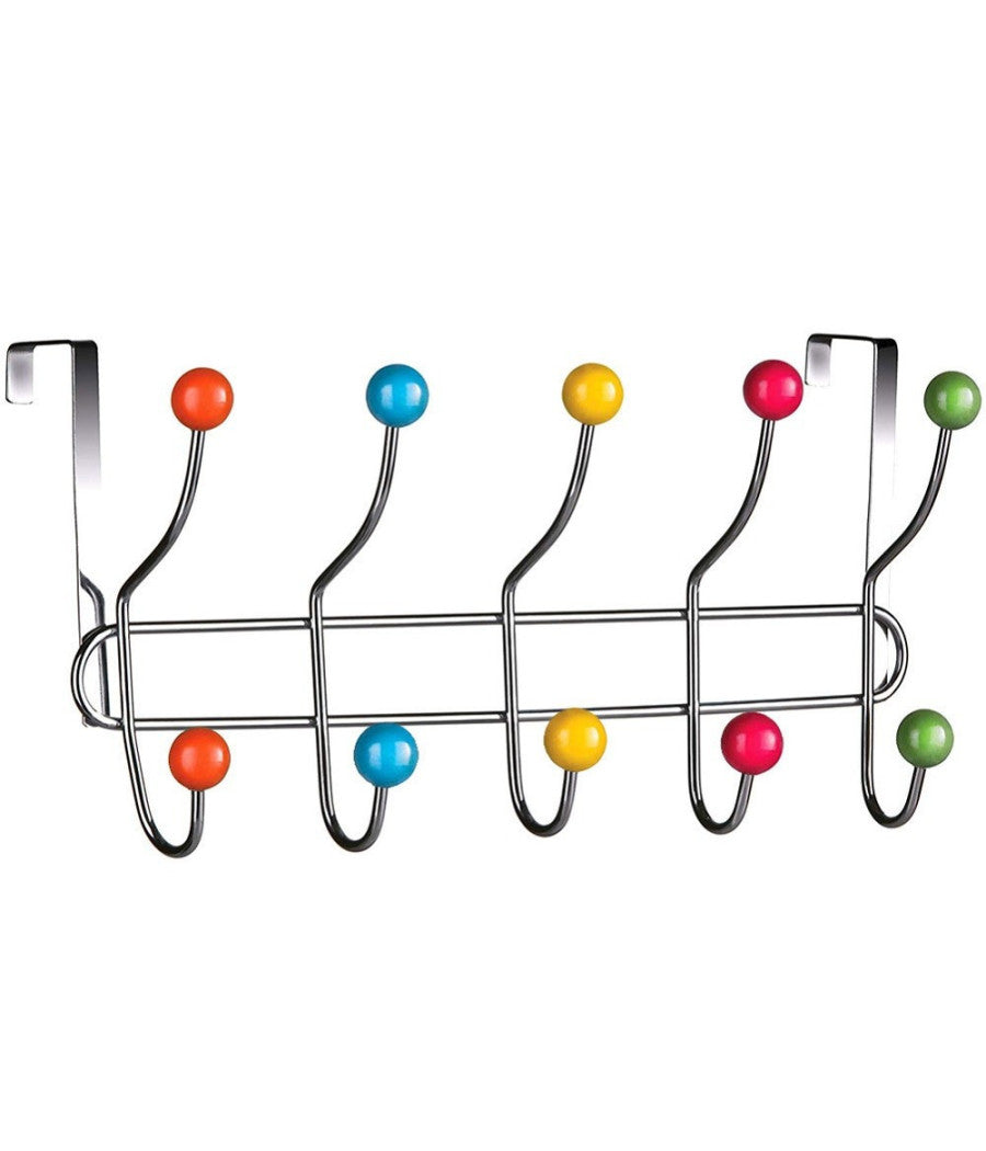 Appendiabiti Da Porta Con 10 Ganci E Pomelli Multicolore Gancio Dietro Porta         