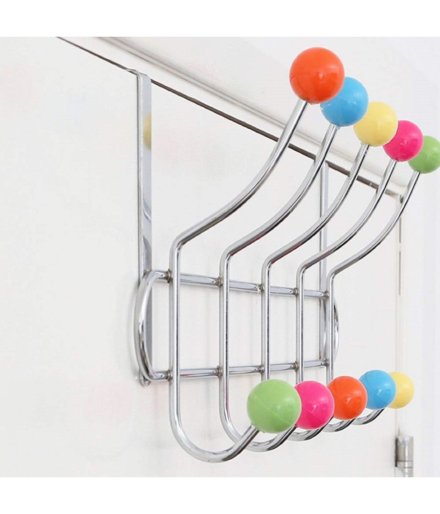 Appendiabiti Da Porta Con 10 Ganci E Pomelli Multicolore Gancio Dietro Porta         