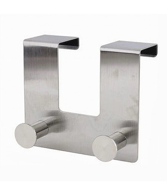 Appendiabiti Da Porta Con 2 Ganci 12.5 X 11.5cm Silver Asciugamani Vestiti 87783         