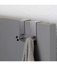 Appendiabiti Da Porta Con 2 Ganci 12.5 X 11.5cm Silver Asciugamani Vestiti 87783         